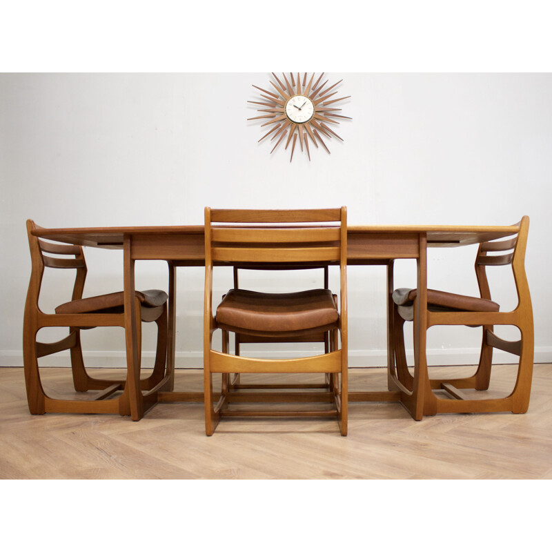 Set of 5 vintage Extendable Teak Dining Table & Chairs Set from Portwood, UK 1960s