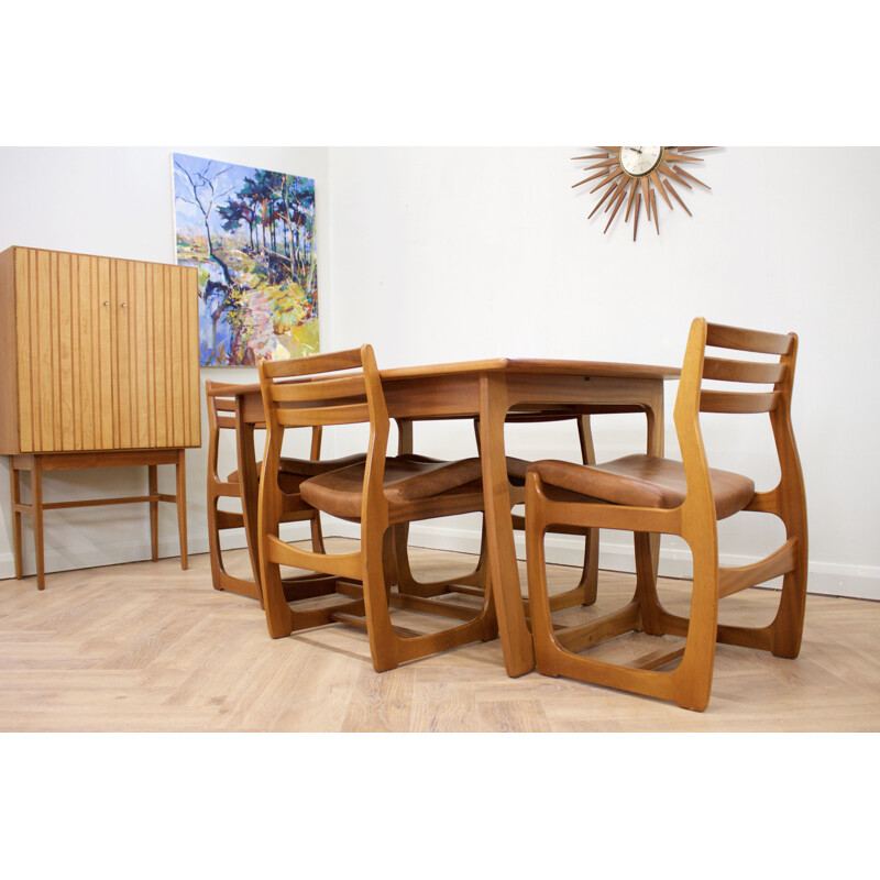 Set of 5 vintage Extendable Teak Dining Table & Chairs Set from Portwood, UK 1960s