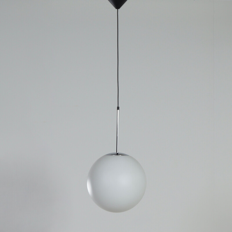 Pair of vintage satin glass suspension by Peill and Putlzer, Germany 1970