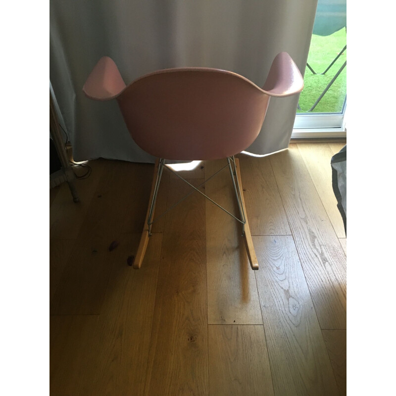 Vintage Rocking chair pink by Charles Eames 1950s