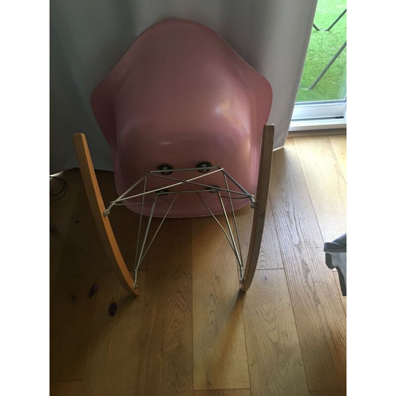 Vintage Rocking chair pink by Charles Eames 1950s