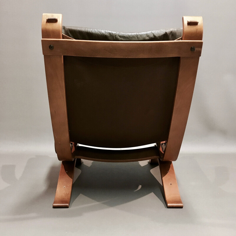 Vintage leather armchair stamped Bramin, Scandinavian 1960s