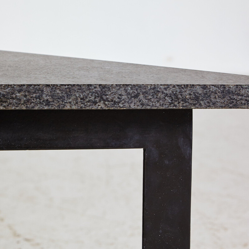 Vintage grey triangular coffee table on casters by Rei Kawakubo for Pallucco, 1985