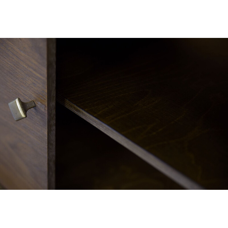 Modern vintage walnut sideboard with brass handles, Denmark 1960