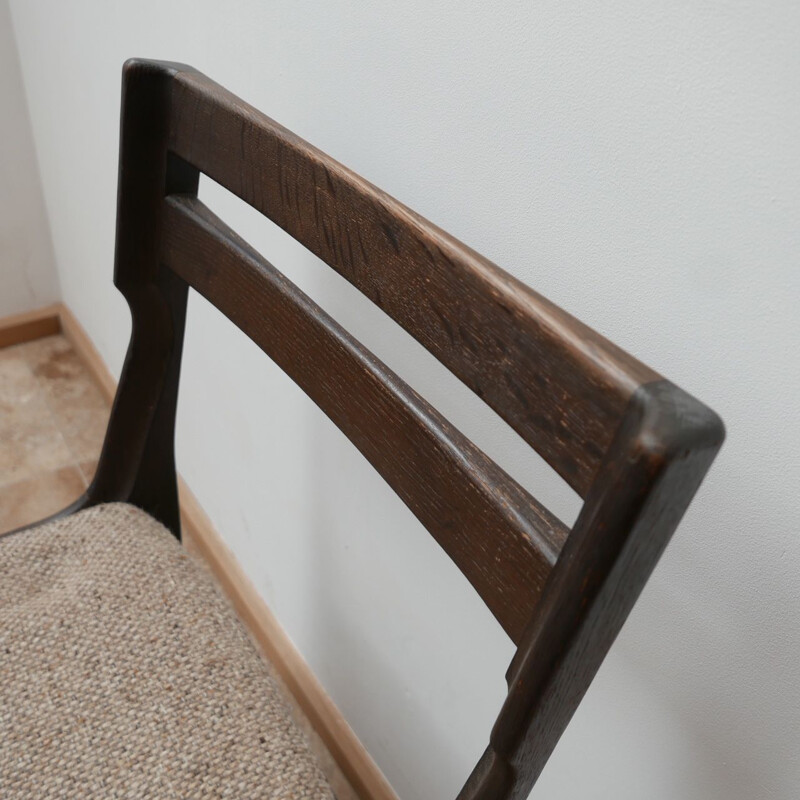 Set of 9 vintage Guillerme et Chambron Ebonised Oak Dining Chairs, France 1960s