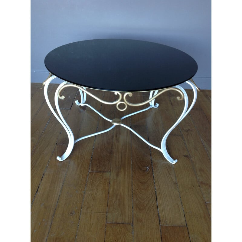 Tavolo con piedistallo in ferro battuto - 1950