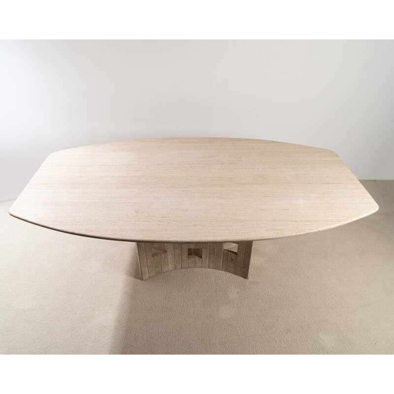 Vintage travertine table, France 1970s