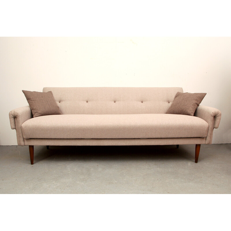 Convertible sofa in beige fabric - 1950s