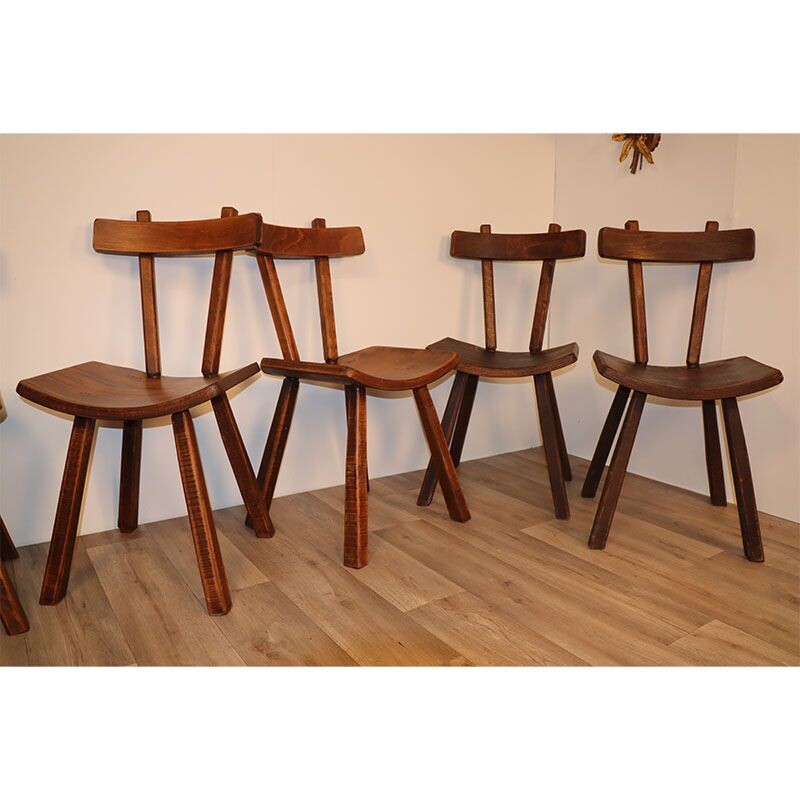 Set of 6 Vintage Brutalist Elm Chairs 1960s