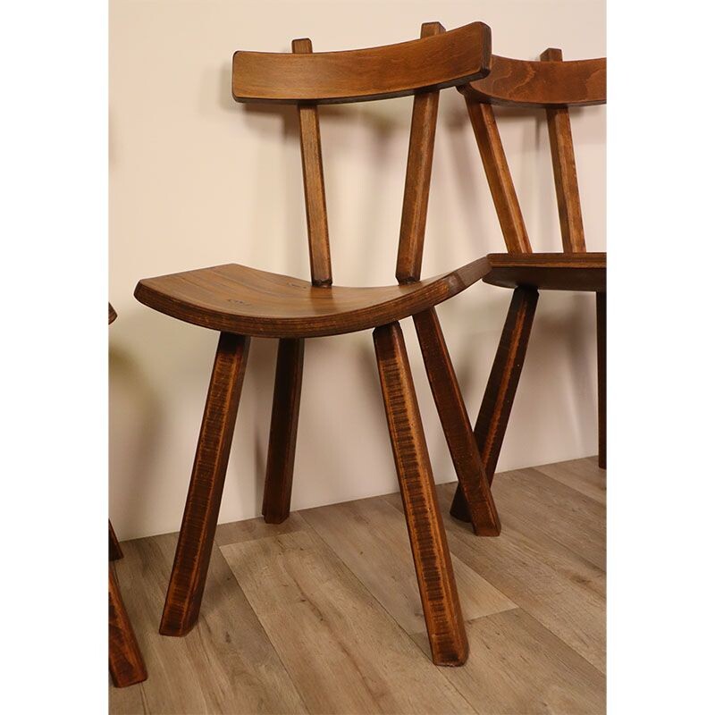 Set of 6 Vintage Brutalist Elm Chairs 1960s