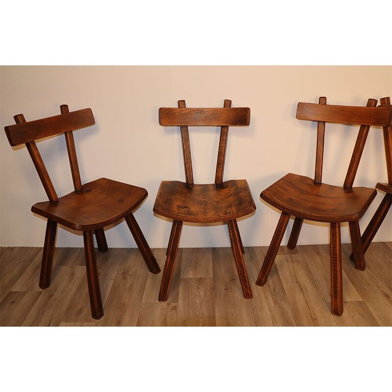 Set of 6 Vintage Brutalist Elm Chairs 1960s