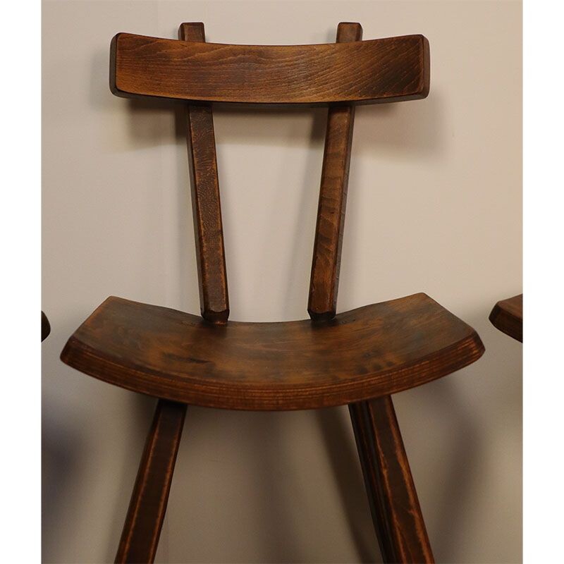 Set of 6 Vintage Brutalist Elm Chairs 1960s