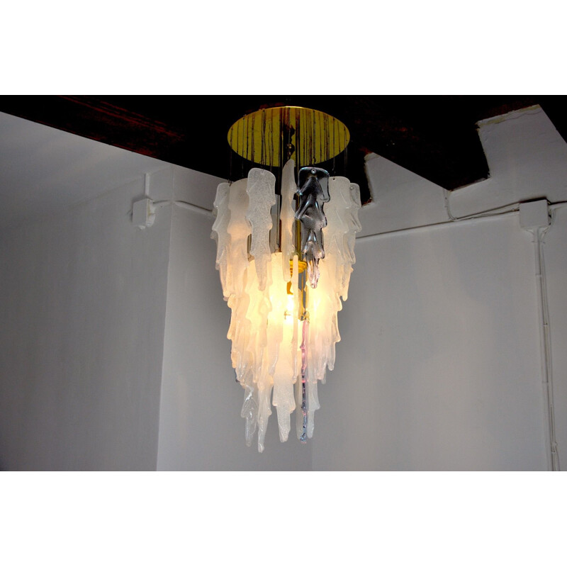 Vintage Poliarte waterfall pendant lamp by Albano Poli, Italy 1970s