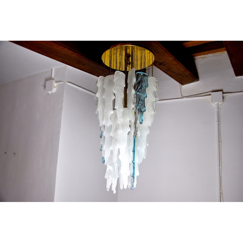 Poliarte vintage waterval hanglamp van Albano Poli, Italië 1970