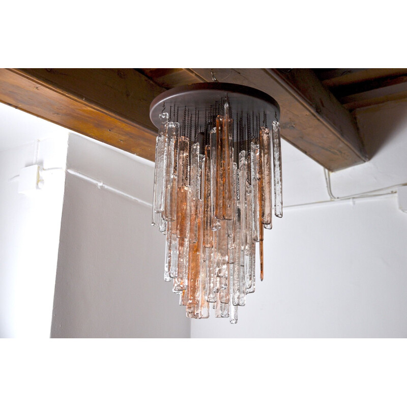 Vintage chandelier Poliarte bicolore by Albano Poli, Italy 1970s