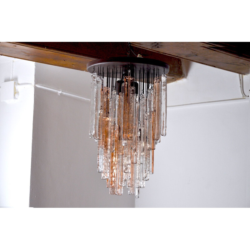 Vintage chandelier Poliarte bicolore by Albano Poli, Italy 1970s