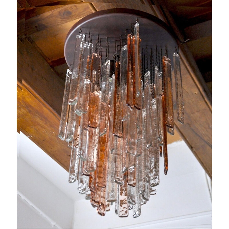 Vintage chandelier Poliarte bicolore by Albano Poli, Italy 1970s