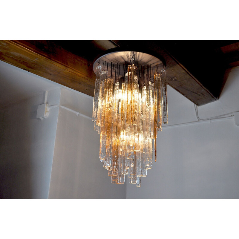 Vintage chandelier Poliarte bicolore by Albano Poli, Italy 1970s