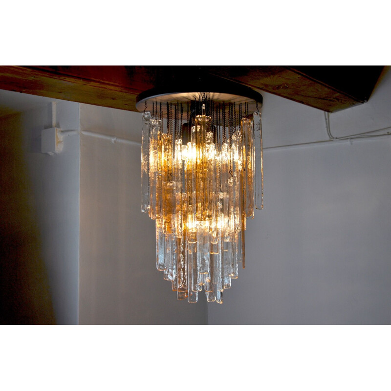 Vintage chandelier Poliarte bicolore by Albano Poli, Italy 1970s