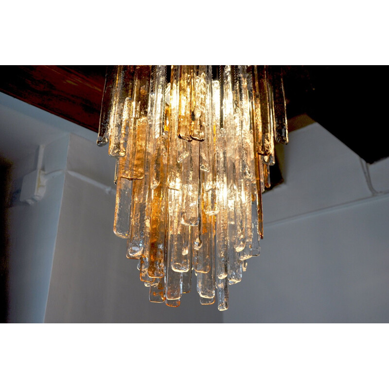 Vintage chandelier Poliarte bicolore by Albano Poli, Italy 1970s