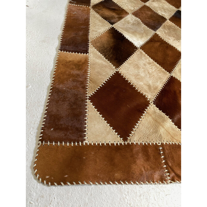 Vintage patchwork cowhide rug 1980s