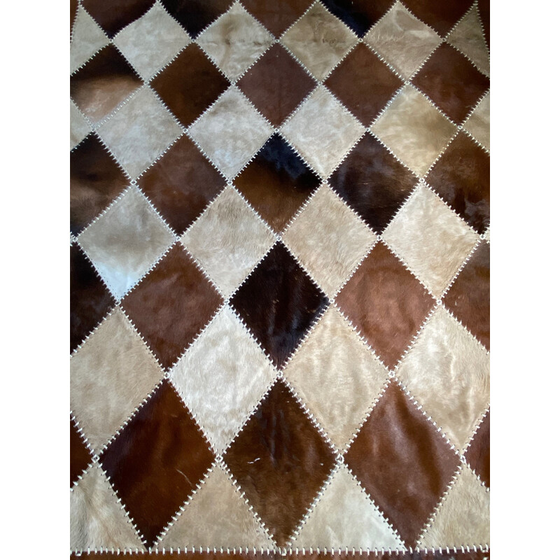 Vintage patchwork cowhide rug 1980s