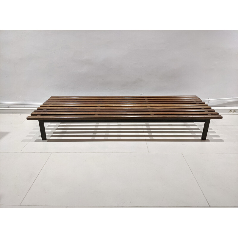 Banquette vintage Cansado en acajou de Charlotte Perriand 1954