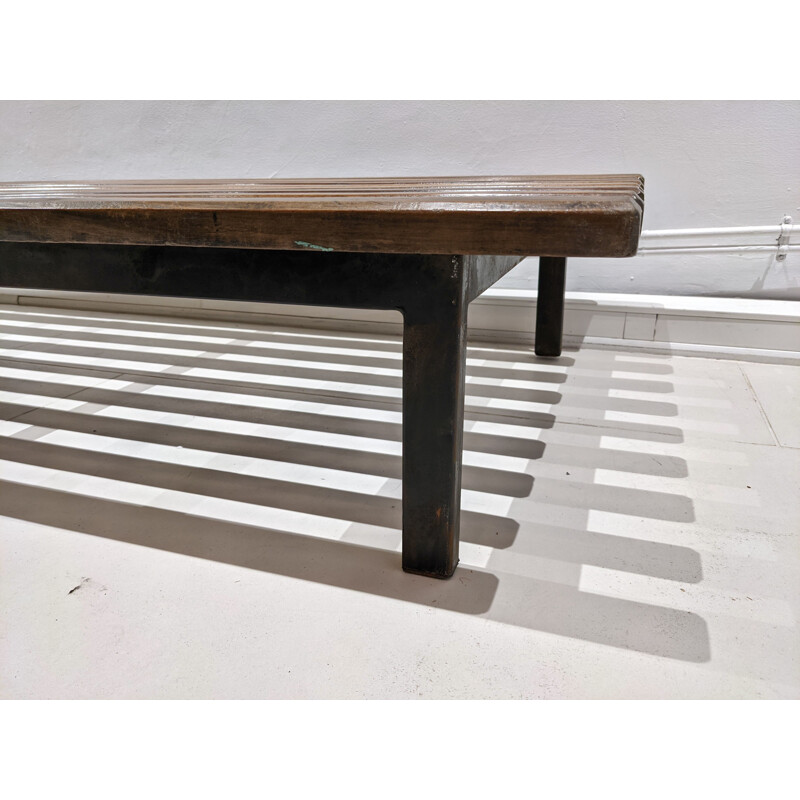 Vintage Cansado bench in mahogany by Charlotte Perriand 1954s