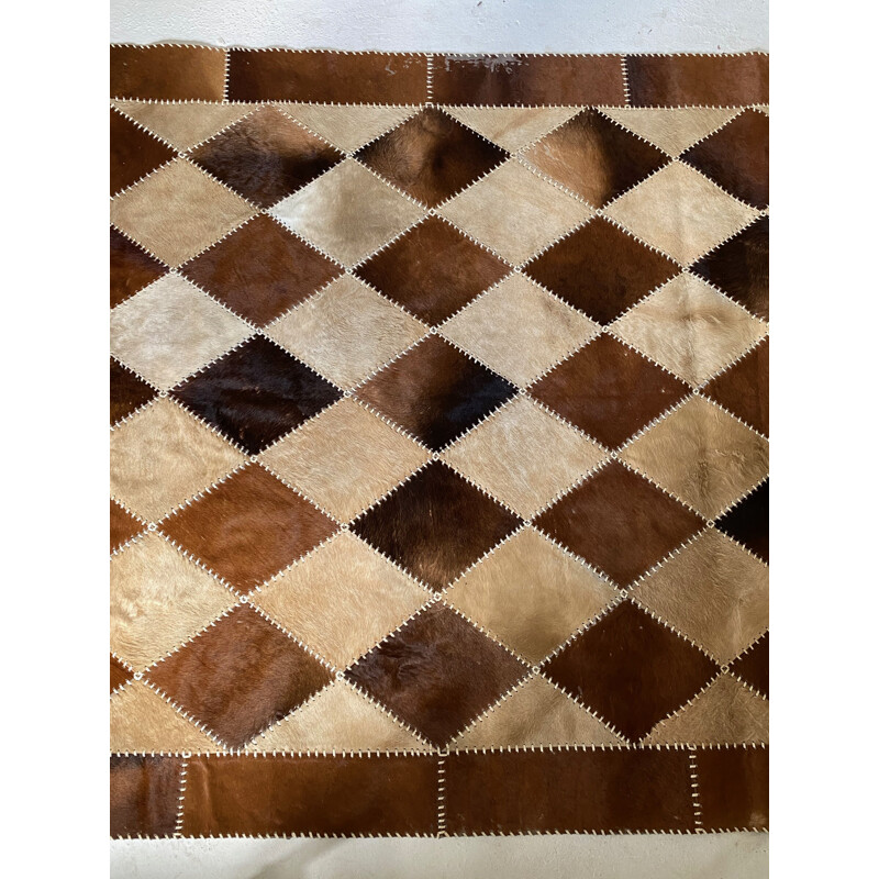 Vintage patchwork cowhide rug 1980s