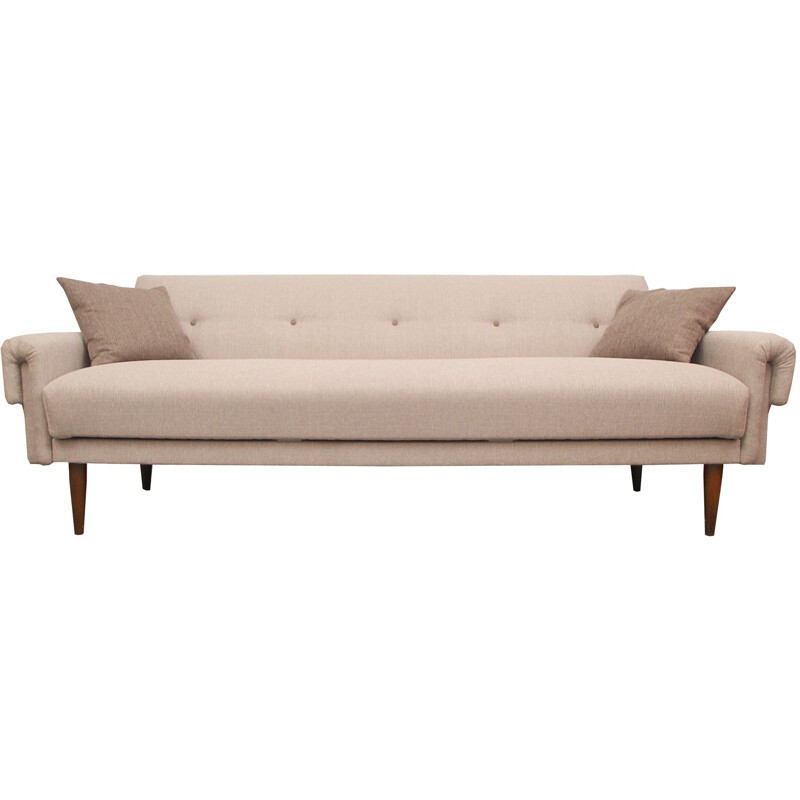 Convertible sofa in beige fabric - 1950s