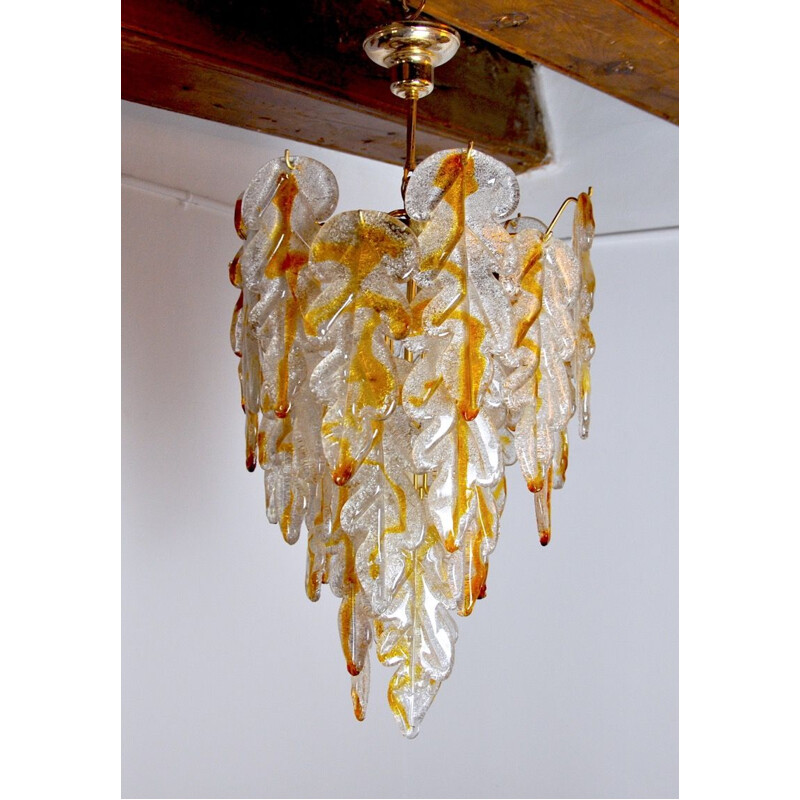 Vintage Murano chandelier by Carlo Nason for Mazzega, Italy 1970s