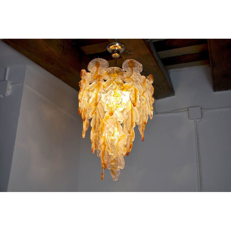 Vintage Murano chandelier by Carlo Nason for Mazzega, Italy 1970s