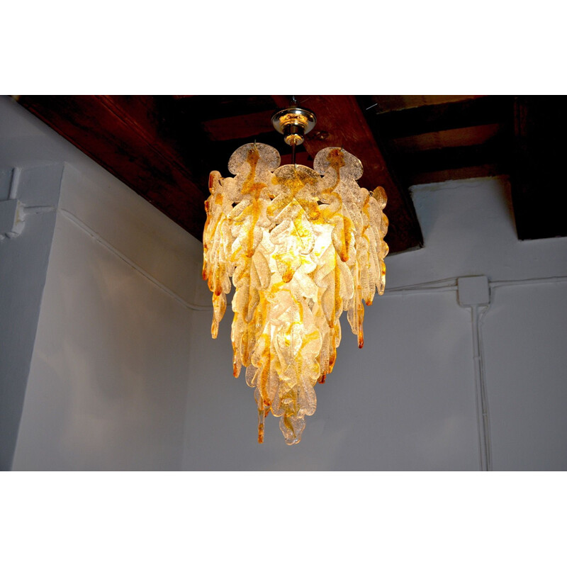 Vintage Murano chandelier by Carlo Nason for Mazzega, Italy 1970s