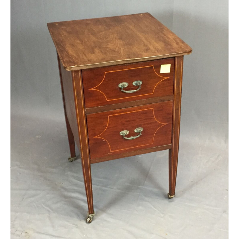 Vintage mahogany bedside table, English