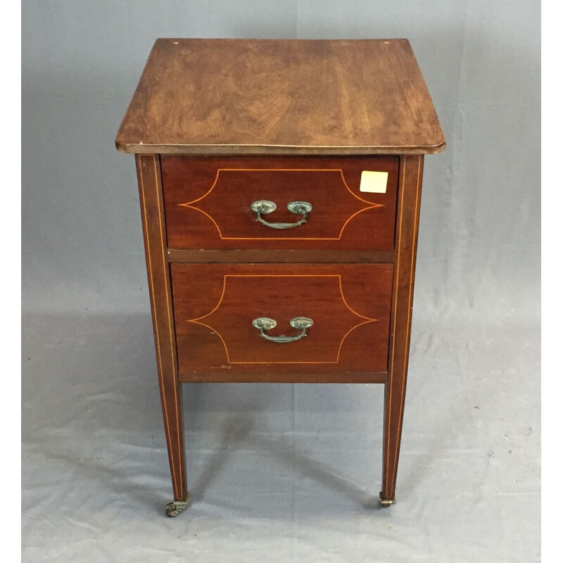 Vintage mahogany bedside table, English