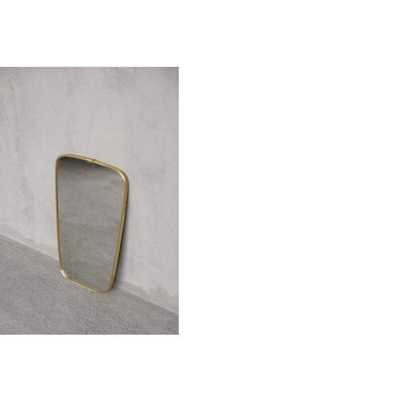 Vintage Modern Rockabilly Wall Mirror with Golden Frame, German 1970s