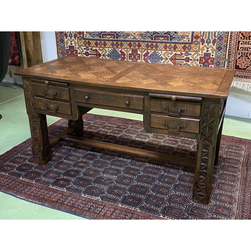 Vintage Neo-Breton desk in oak 1950s