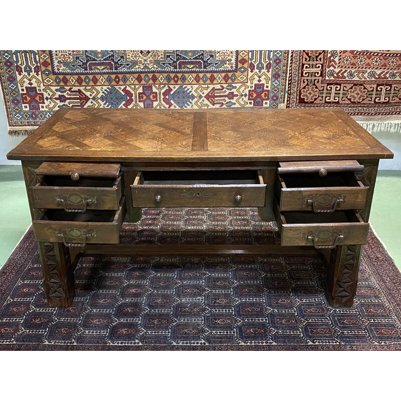 Vintage Neo-Breton desk in oak 1950s