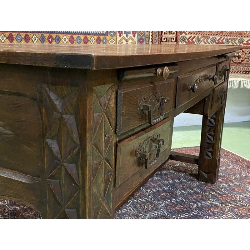 Vintage Neo-Breton desk in oak 1950s