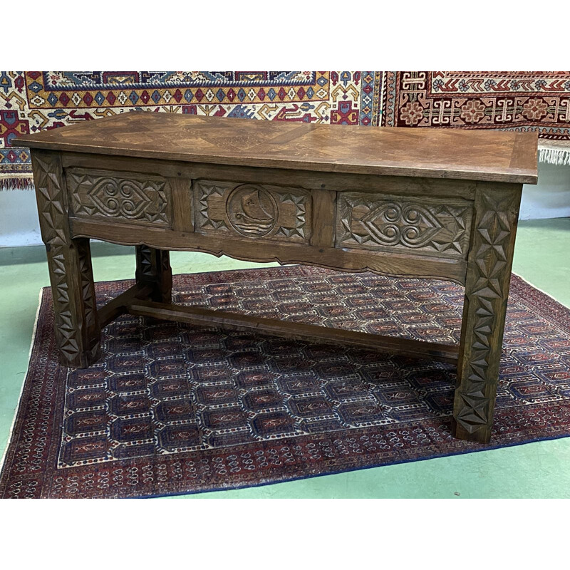 Vintage Neo-Breton desk in oak 1950s