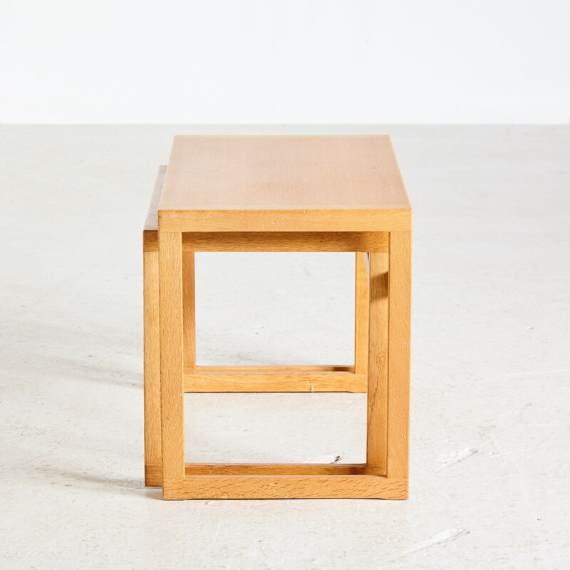 Vintage Oak Nesting Tables by Kai Kristiansen for Vildbjerg Møbelfabrik 1950s