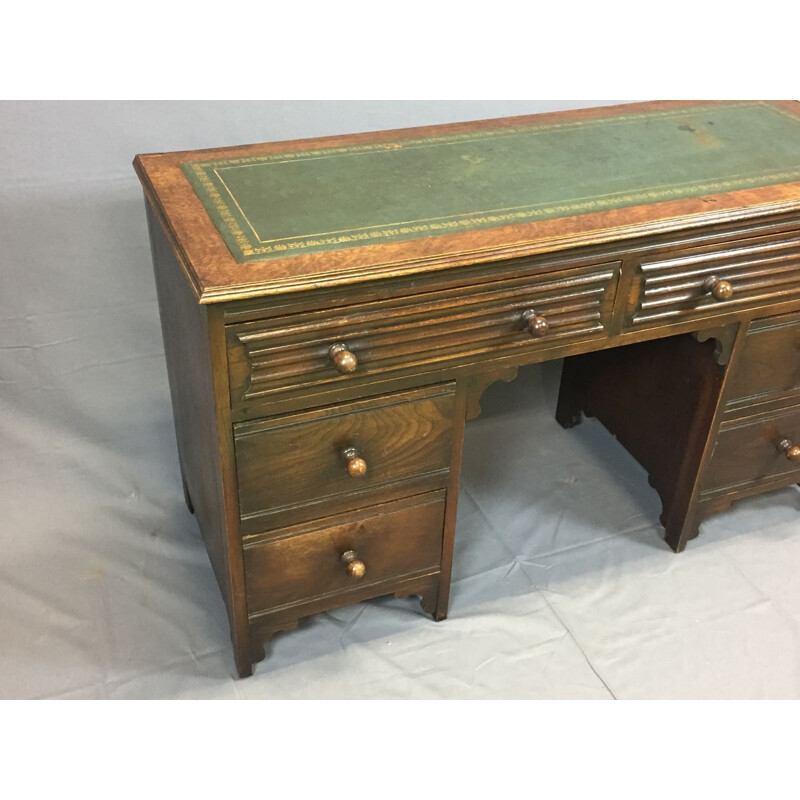 Vintage children's desk in oak and leather 1950s