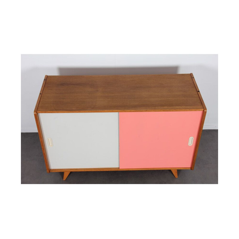 Vintage chest of drawers model U-452 pink and white by Jiri Jiroutek 1960s
