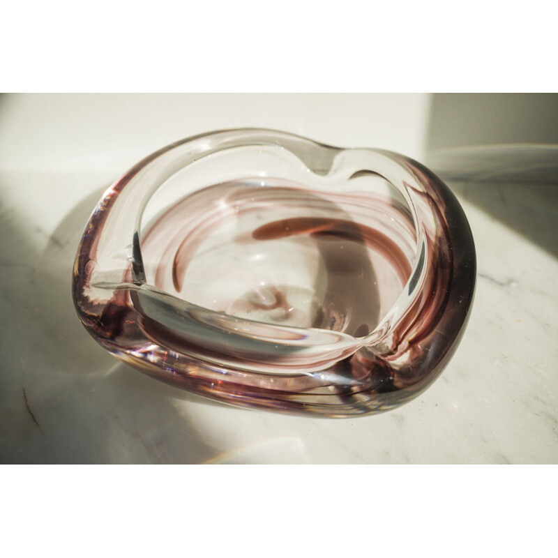 Vintage Max Verboeket glass ashtray for Maastricht Kirstalunie, Netherlands 1950s