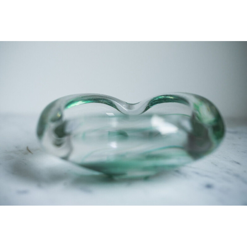 Vintage glass ashtray by Max Verboeket for Maastricht Kirstalunie, Netherlands 1950s