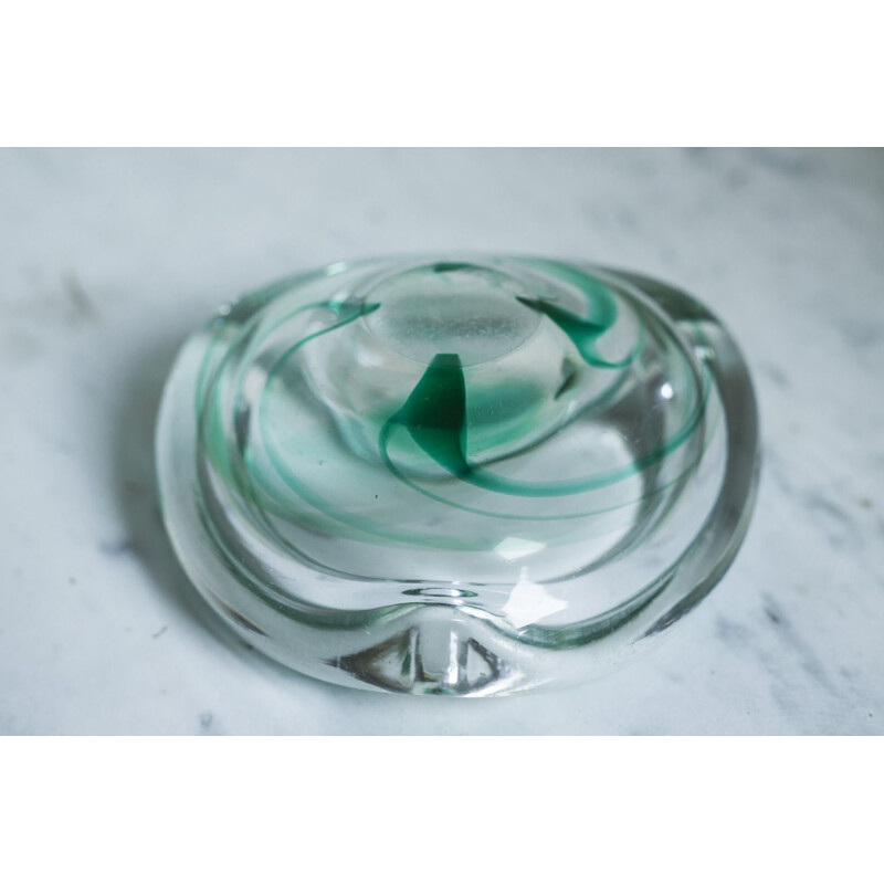 Vintage glass ashtray by Max Verboeket for Maastricht Kirstalunie, Netherlands 1950s