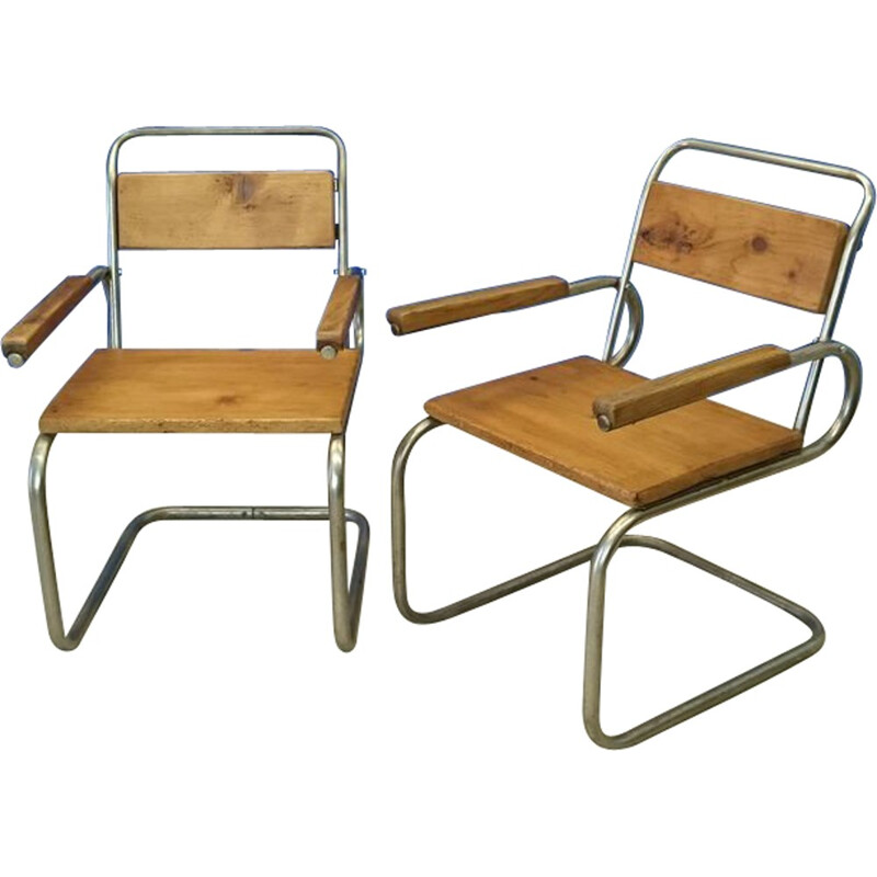 Pair of armchairs in wood - 1940s