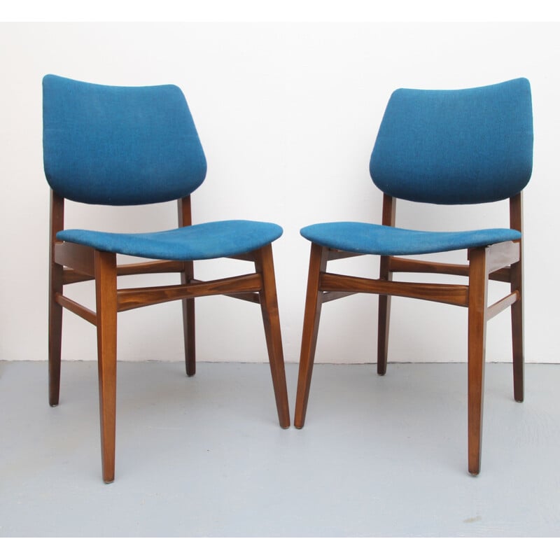 Pair of vintage chairs in blue 1960s