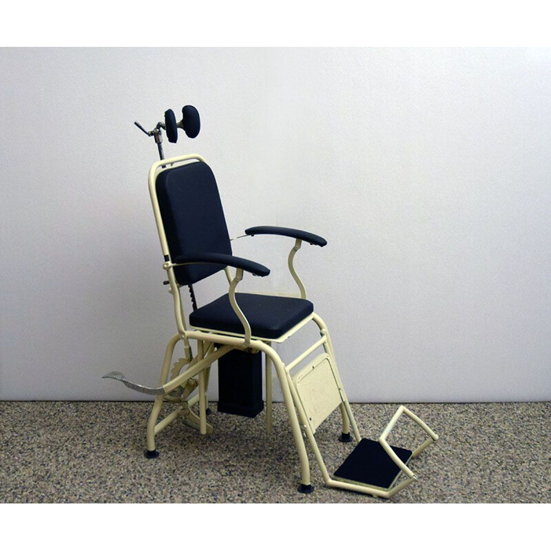 Vintage Adjustable metal dentist chair, Italian 1900s