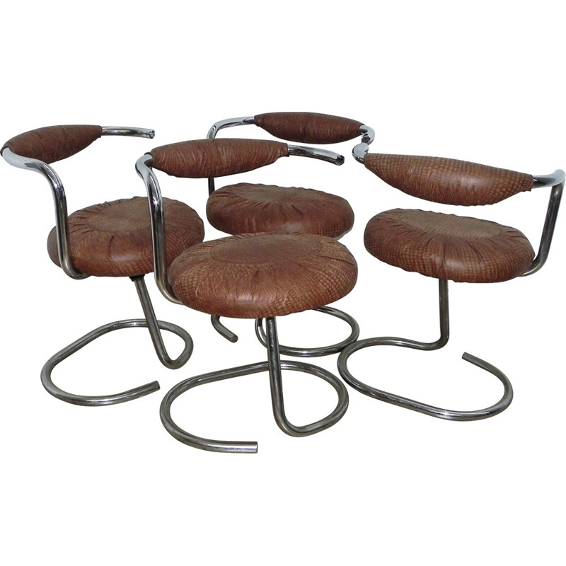 Set of 4 "Cobra" chairs in leatherette, Giotto STOPPINO - 1970s